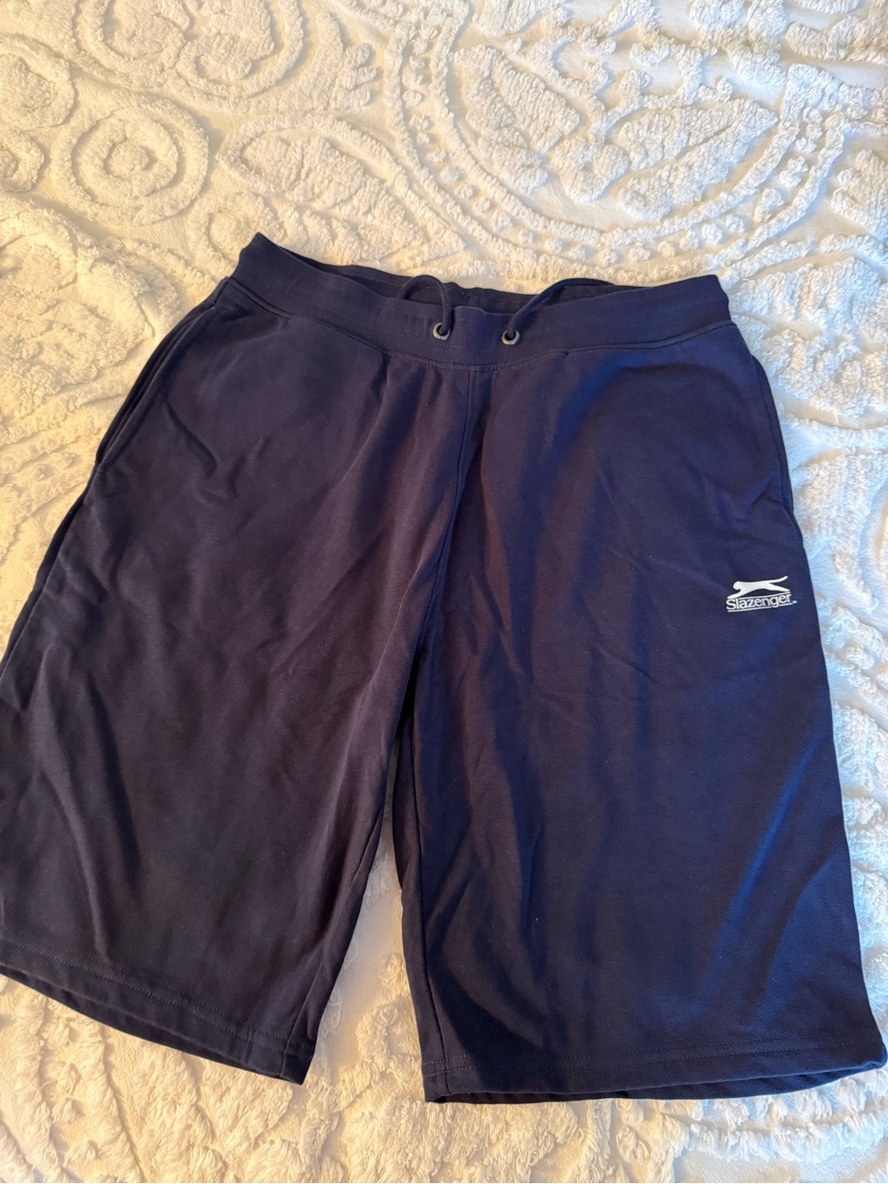 Slazenger Men's Dark Blue Athletic Shorts with Logo